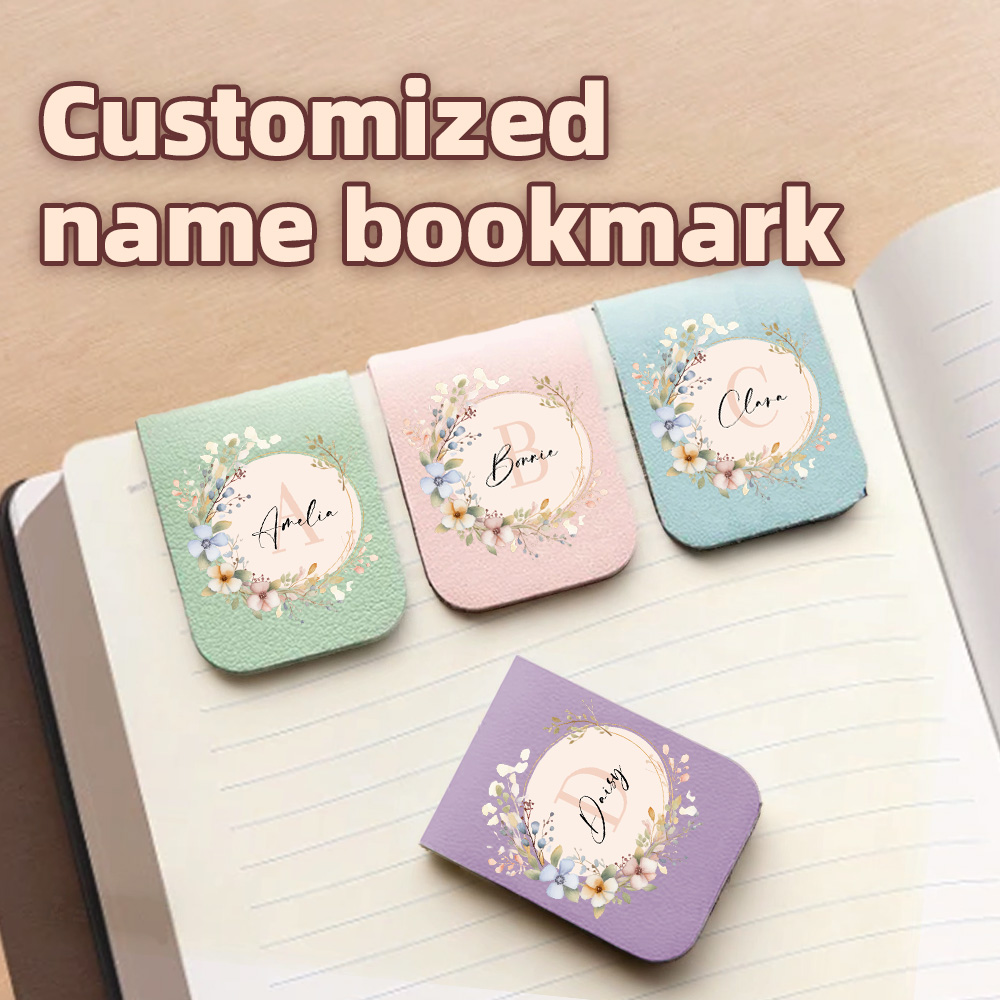 Bookmark Magnetic Clip - 1pc Name Bookmark with Mirror Wreath,Custom