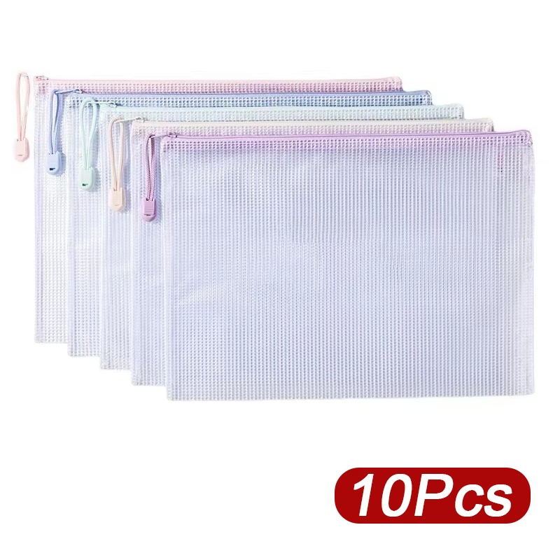 Is Stationery Office Supply - 5-30pcs Zipper Mesh Bag A4/A5 Plastic