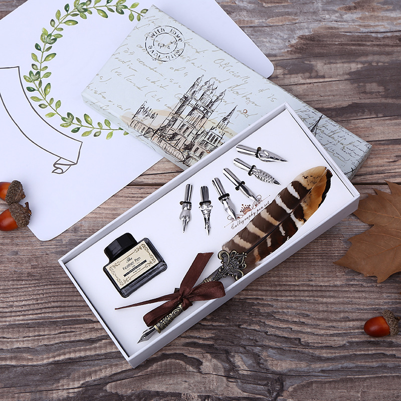 Self Inking Stamp - Retro Feather Dip Pen Writing Ink