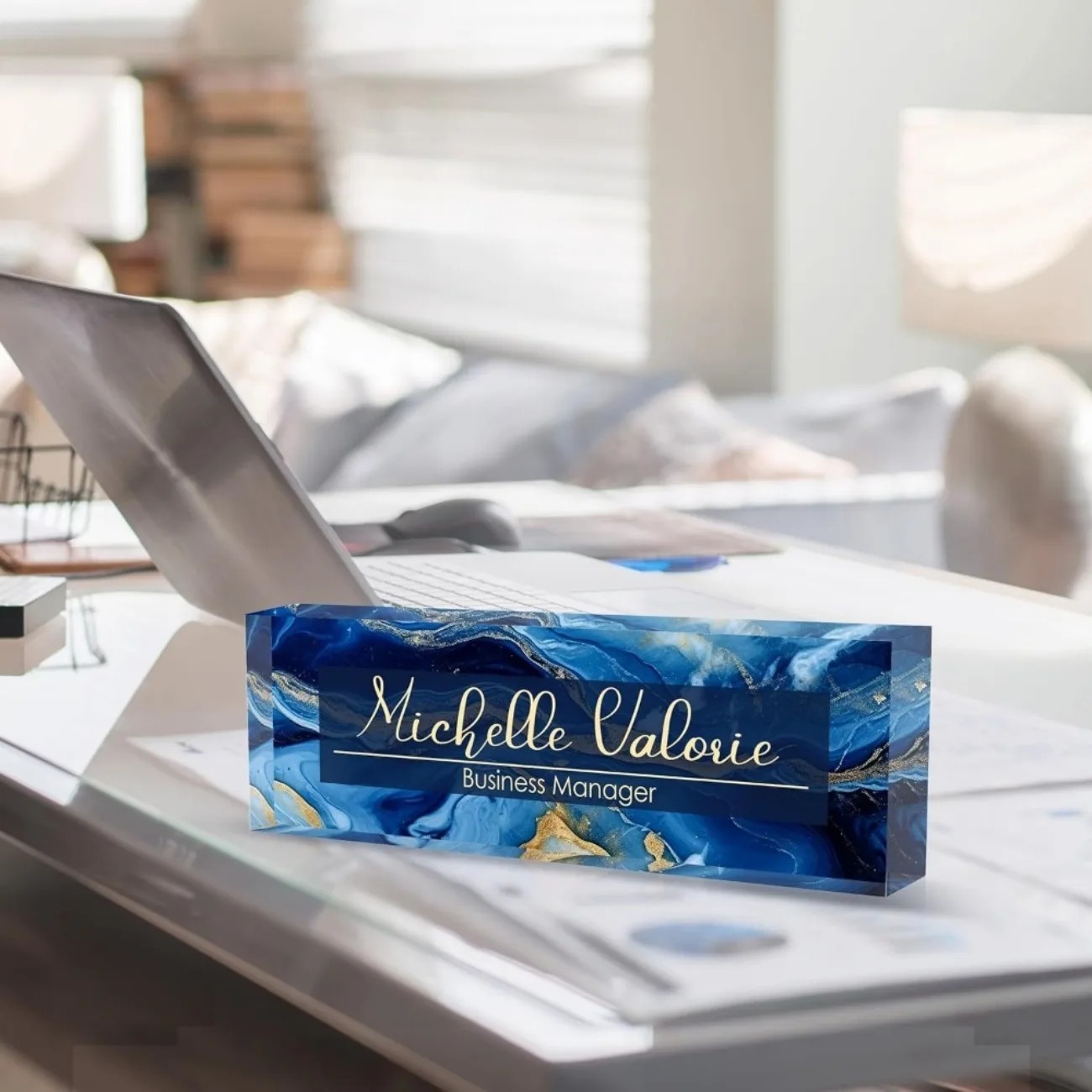 Desk Name Plate - [2D Flat] Customizable Acrylic Desk Nameplate,