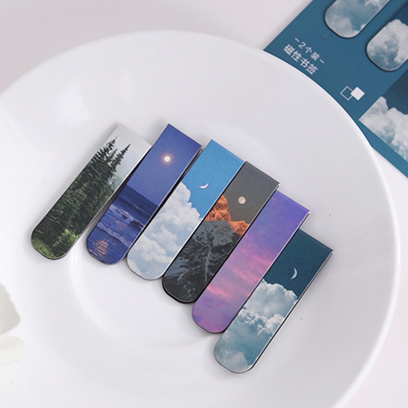 2Pcs Landscape Themed Magnetic - Bookmark Magnetic Clip 评论和价格