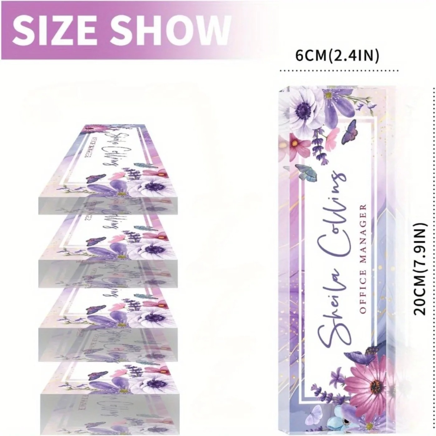 [2D Flat] Purple Flower Custom - Desk Name Plate 评论和价格