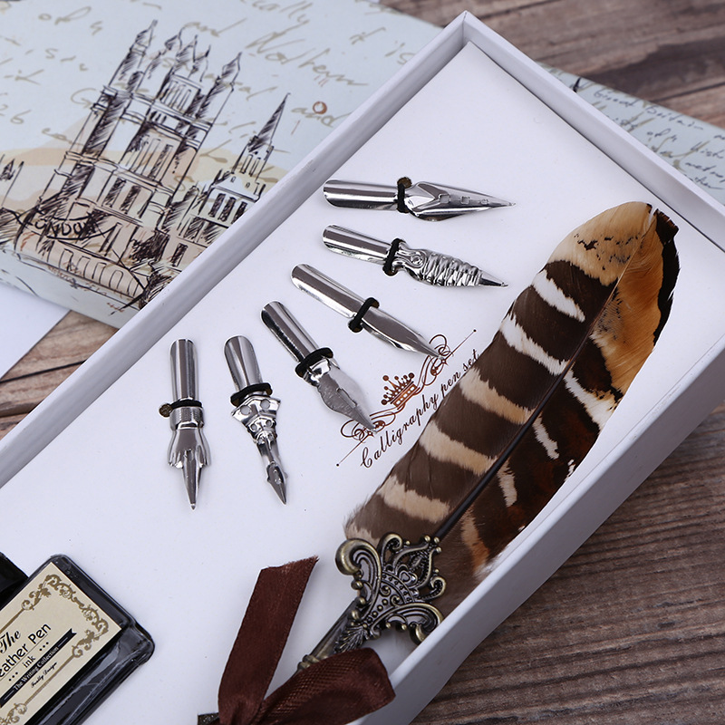 Retro Feather Dip Pen Writing  - Self Inking Stamp 评论和价格
