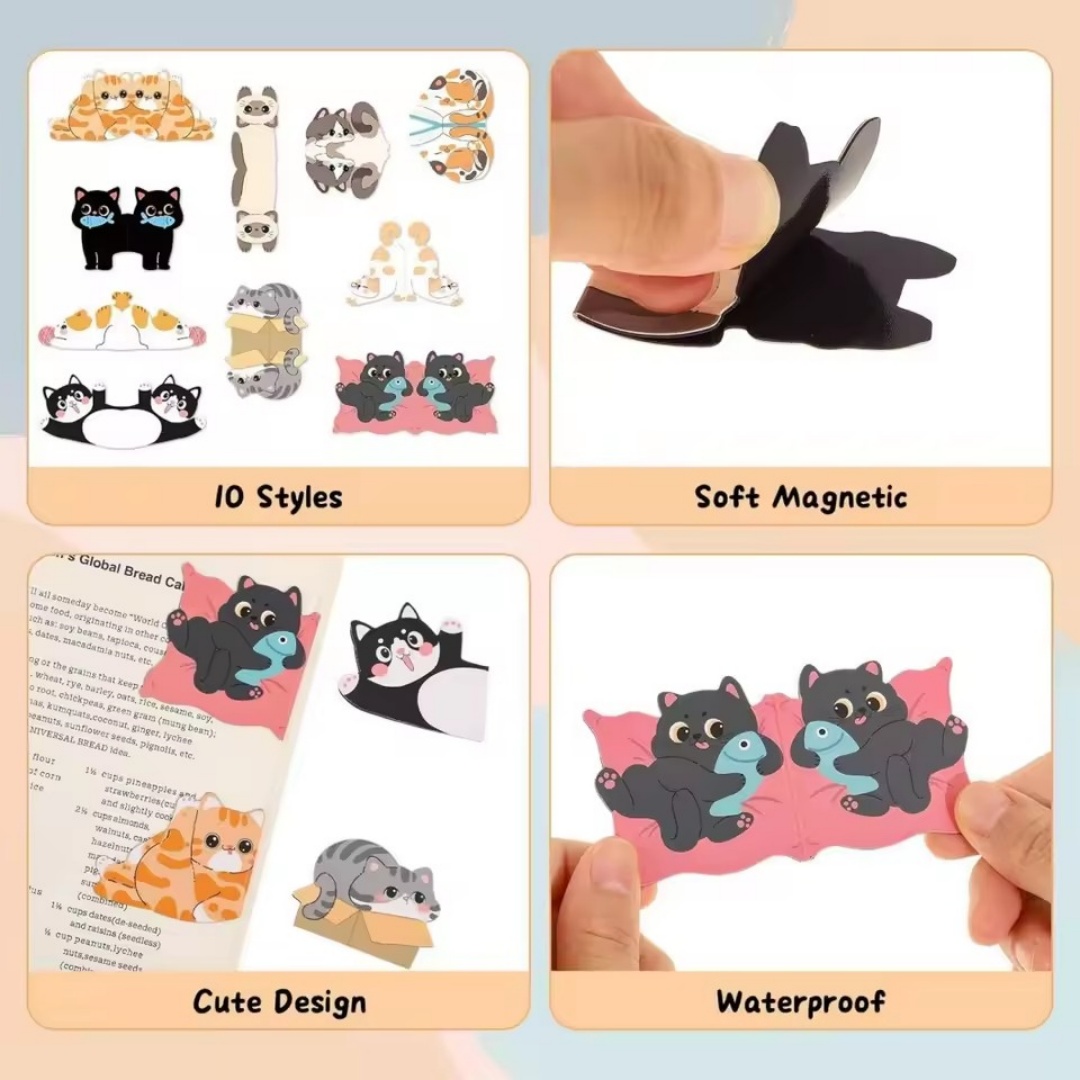 1set Creative Cat Pattern Magn - Bookmark Magnetic Clip 评论和价格